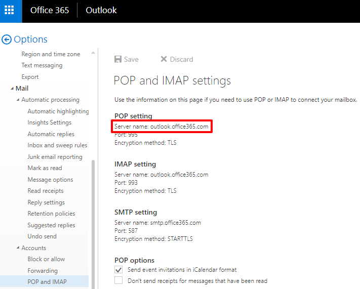 how to find imap settings in outlook 365